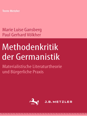 cover image of Methodenkritik der Germanistik